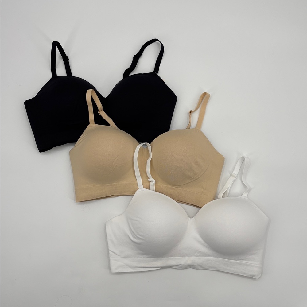 Truekind Supportive Comfort Wireless Shaping Bra 3 pack‎ black/chai/white L NWT